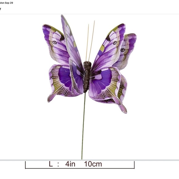 NWT YCHTEWY- 3D Paper Butterfly Pick Party Decoration Set with Wire, Set of 10 - Picture 3 of 5